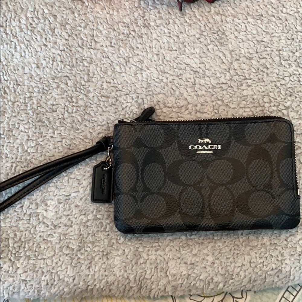 Coach double zipper wristlet